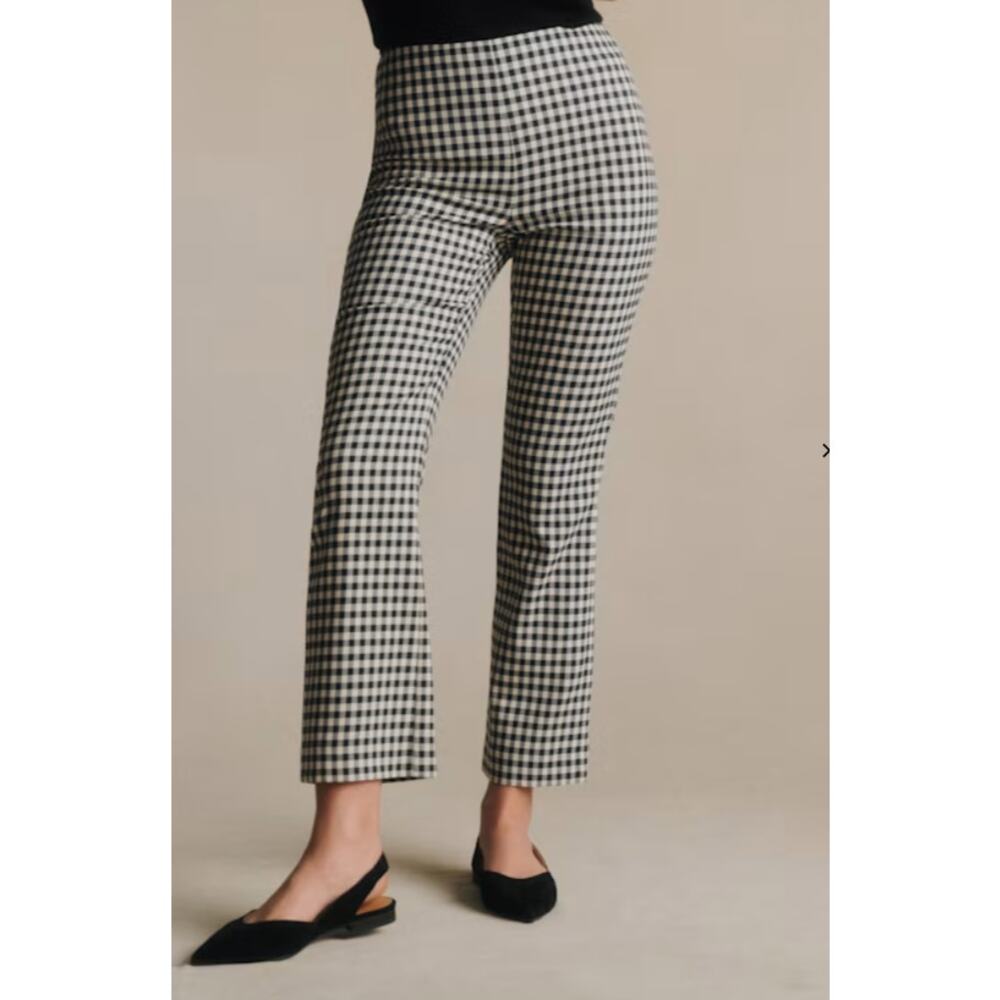Sezane Black & White Houndstooth Cropped Ankle Pants - Picture 2 of 14